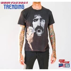 80S Frank Zappa Portrait Black Single Stitch Tee Tshirt Unisex
